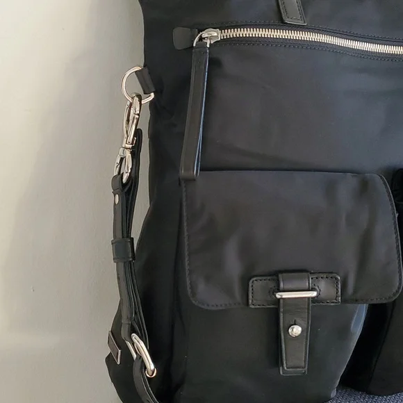Unisex Tumi Black Nylon Voyageur Frankfurt North/South Foldable Tote